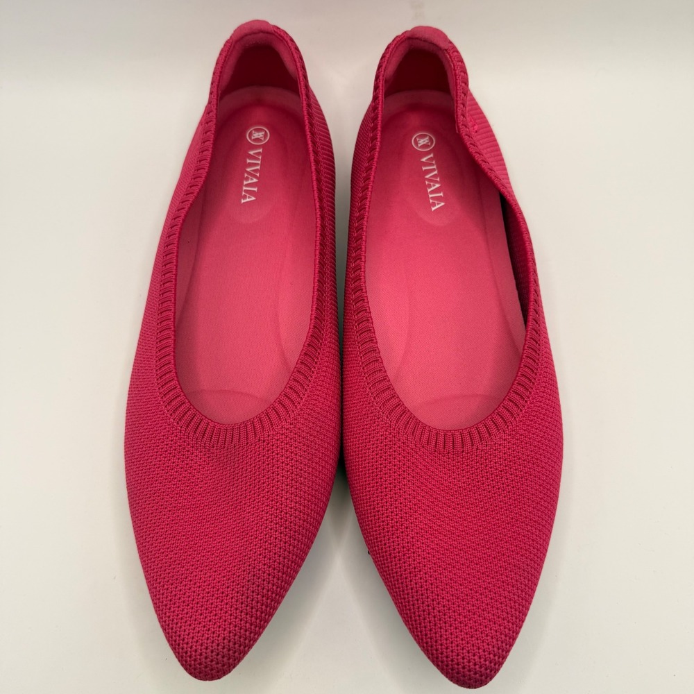 Vivaia Pointed Toe Knit Flats Magenta Pink Sustainable Shoes EU 39 - Picture 4 of 9